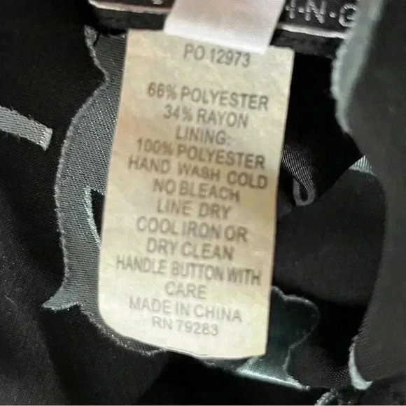 • SALE • Floral Jacket Vintage Alex Evenings Black and Light Blue Size 4 P - Picture 4 of 5